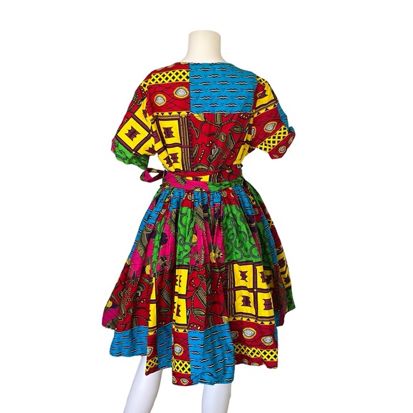 NEW Mae Otti Wrap Dress Short Sleeve Colorful Maximalist Cotton Size Large - Picture 2 of 10